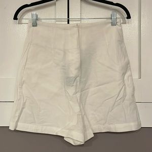 White linen shorts